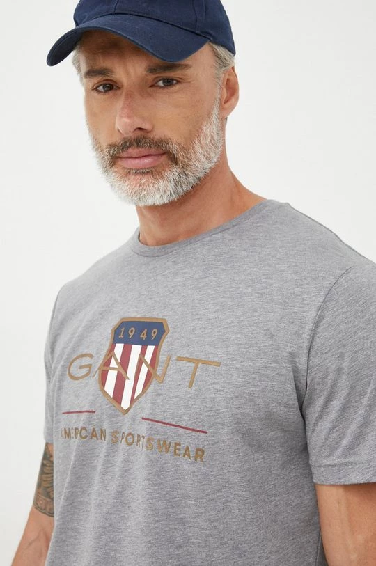 Ανδρικά Μπλουζάκια Βαμβακερό μπλουζάκι Gant γκρι 4 Ανδρικά Μπλουζάκια Βαμβακερό μπλουζάκι Gant γκρι - Image 4