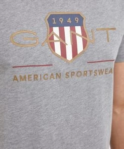 Ανδρικά Μπλουζάκια Βαμβακερό μπλουζάκι Gant γκρι -Εξοδος Gant Κατάστημα unnamed file 1082