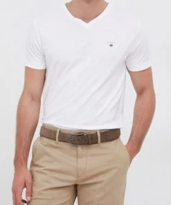 Ανδρικά Μπλουζάκια Βαμβακερό μπλουζάκι Gant άσπρο