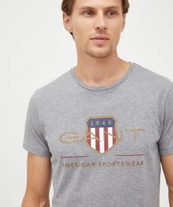 Ανδρικά Μπλουζάκια Μπλουζάκι Gant χρώμα: γκρι -Εξοδος Gant Κατάστημα unnamed file 1177