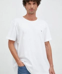 Ανδρικά Μπλουζάκια Βαμβακερό μπλουζάκι Gant άσπρο