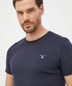 Ανδρικά Μπλουζάκια Βαμβακερό μπλουζάκι Gant ναυτικό μπλε