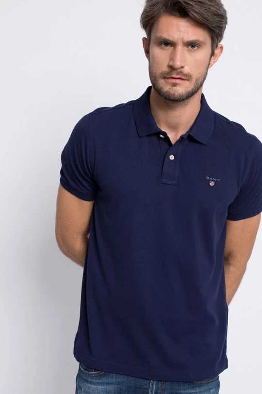 Ανδρικά Πόλο μπλουζάκια Βαμβακερό μπλουζάκι πόλο Gant ναυτικό μπλε 1 Ανδρικά Πόλο μπλουζάκια Βαμβακερό μπλουζάκι πόλο Gant ναυτικό μπλε