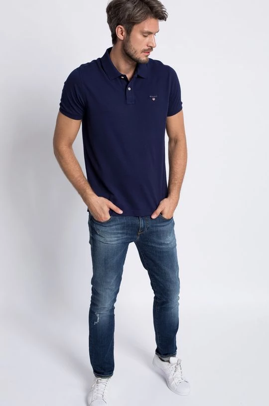 Ανδρικά Πόλο μπλουζάκια Βαμβακερό μπλουζάκι πόλο Gant ναυτικό μπλε 2 Ανδρικά Πόλο μπλουζάκια Βαμβακερό μπλουζάκι πόλο Gant ναυτικό μπλε - Image 2