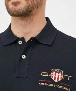 Ανδρικά Πόλο μπλουζάκια Βαμβακερό μπλουζάκι πόλο Gant μαύρο -Εξοδος Gant Κατάστημα unnamed file 1366