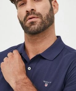 Ανδρικά Πόλο μπλουζάκια Βαμβακερό μπλουζάκι πόλο Gant ναυτικό μπλε -Εξοδος Gant Κατάστημα unnamed file 1474