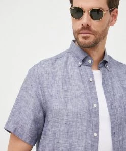 Ανδρικά Πουκάμισα Πουκάμισο από λινό Gant χρώμα: ναυτικό μπλε, -Εξοδος Gant Κατάστημα unnamed file 520