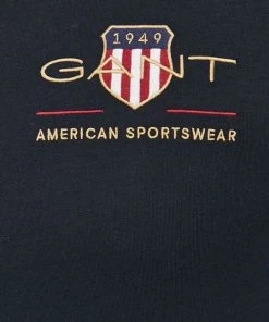 Ανδρικά Μακρυμάνικα Βαμβακερή μπλούζα με μακριά μανίκια Gant μαύρο -Εξοδος Gant Κατάστημα unnamed file 636