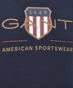 Ανδρικά Μακρυμάνικα Βαμβακερή μπλούζα με μακριά μανίκια Gant ναυτικό μπλε -Εξοδος Gant Κατάστημα unnamed file 691