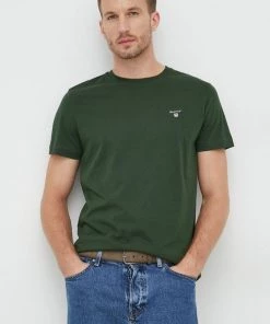 Ανδρικά Μπλουζάκια Βαμβακερό μπλουζάκι Gant πράσινο