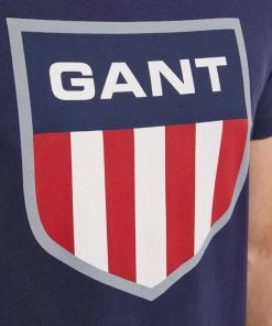 Ανδρικά Μπλουζάκια Βαμβακερό μπλουζάκι Gant ναυτικό μπλε -Εξοδος Gant Κατάστημα unnamed file 746