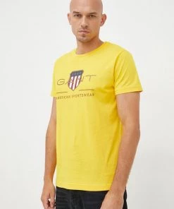 Ανδρικά Μπλουζάκια Βαμβακερό μπλουζάκι Gant κίτρινο