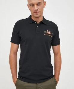 Ανδρικά Πόλο μπλουζάκια Βαμβακερό μπλουζάκι πόλο Gant μαύρο -Εξοδος Gant Κατάστημα unnamed file 938